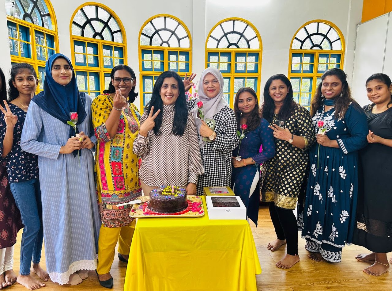 Teacher with students